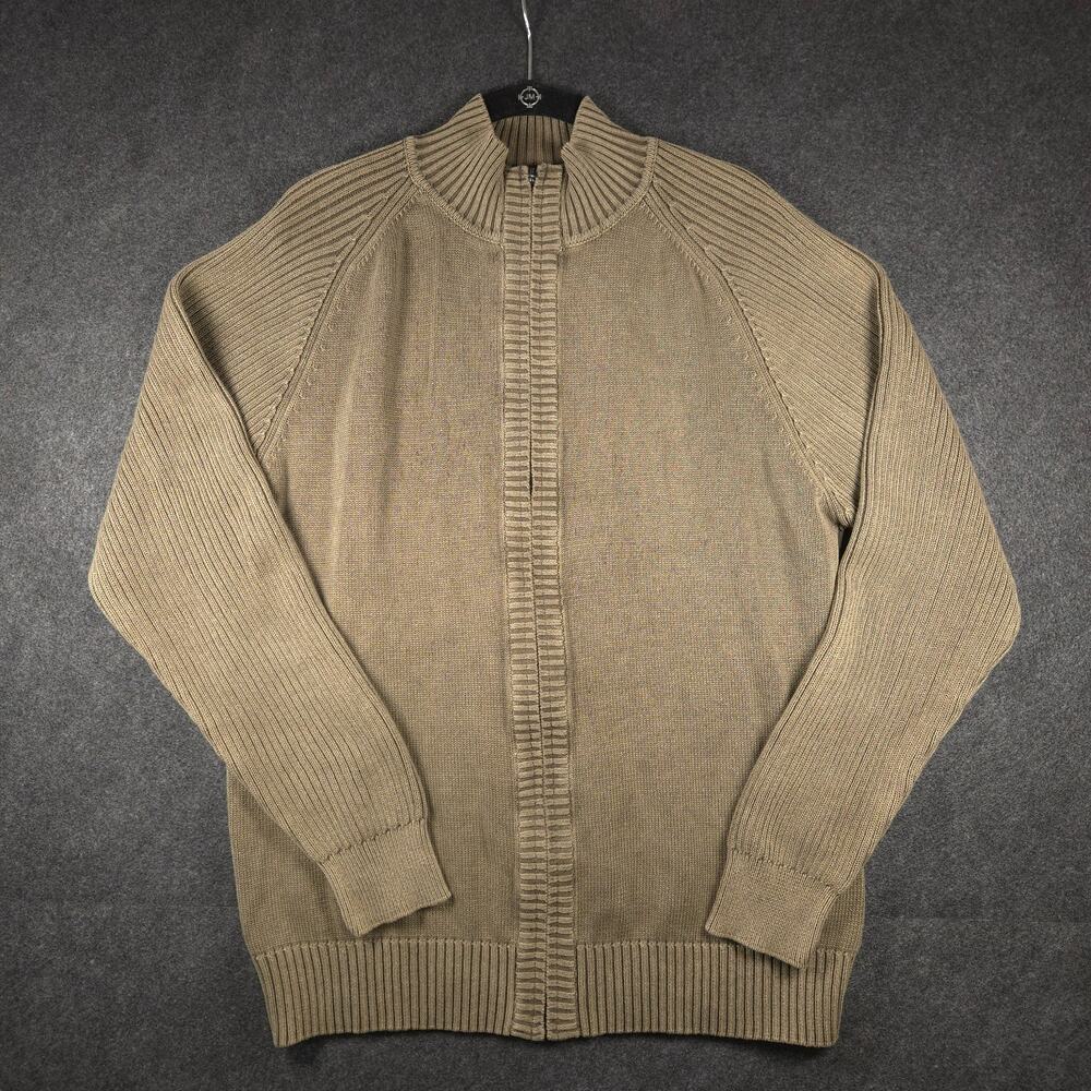 PRONTO UOMO Sweater Femme XL Full Zip Grannycore Grampa Cottagecore 100% Cotton